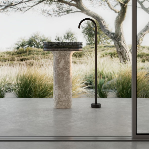 MonBlari STRATA Series contemporary pedestal sink with transparent acrylic structure