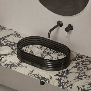 MonBlari STRATA Series marble countertop bathroom sink with transparent acrylic