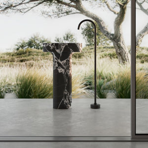 MonBlari STRATA Series freestanding pedestal sink with marble texture