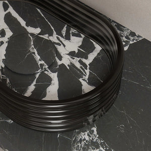 MonBlari STRATA Series luxury black marble wash basin with acrylic
