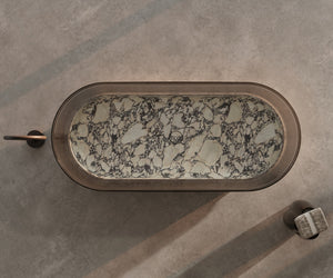 MonBlari STRATA Series luxury purple marble bathtub with transparent acrylic layer