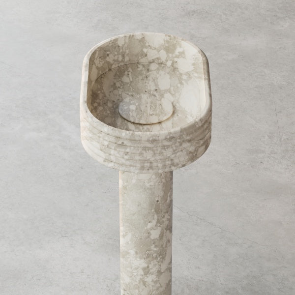 MonBlari STRATA Series marble bathroom sink with architectural pedestal design