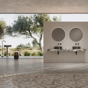 MonBlari STRATA Series marble countertop bathroom sink with transparent acrylic