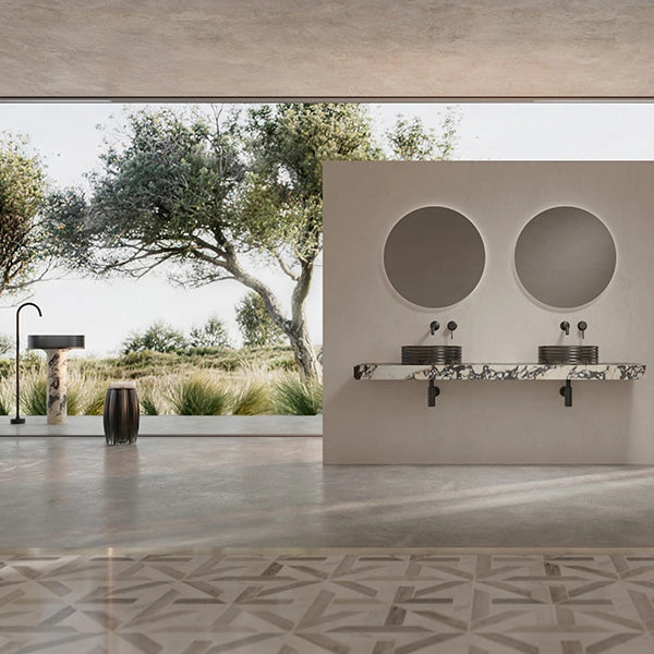 MonBlari STRATA Series marble countertop bathroom sink with transparent acrylic