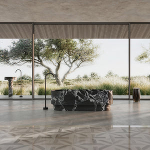MonBlari STRATA Series contemporary marble freestanding bathtub