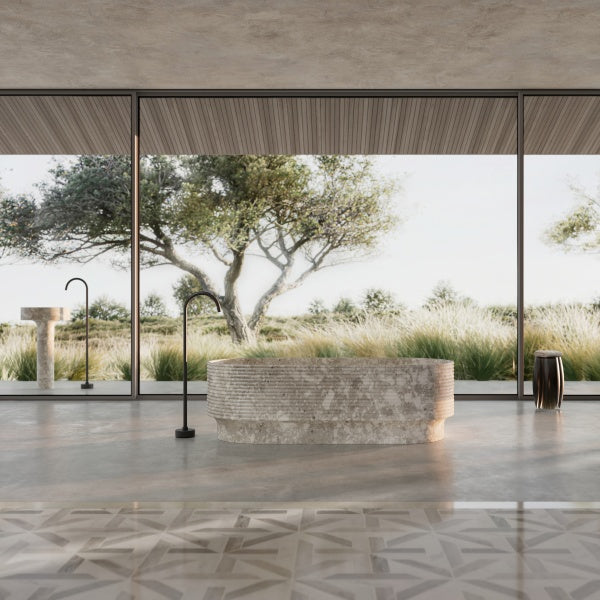 MonBlari STRATA Series marble freestanding soaking tub