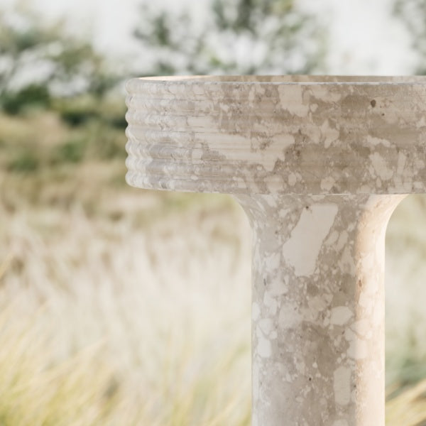 MonBlari STRATA Series marble pedestal wash basin for luxury bathroom