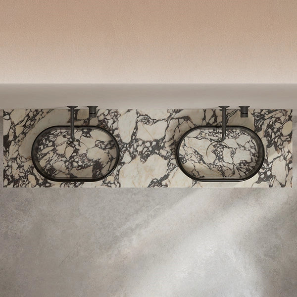 MonBlari STRATA Series marble vanity sink with transparent acrylic detail