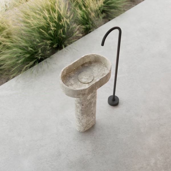 MonBlari STRATA Series contemporary marble pedestal bathroom sink