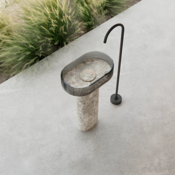 MonBlari STRATA Series contemporary pedestal sink with transparent acrylic structure