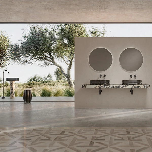MonBlari STRATA Series modern marble bathroom sink with clear acrylic