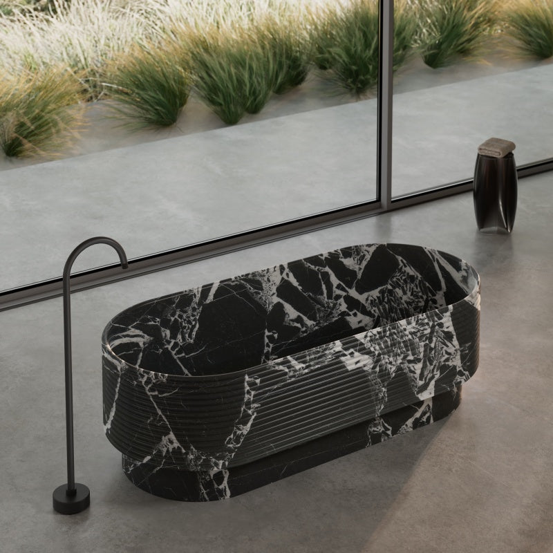 MonBlari STRATA Series contemporary marble freestanding bathtub