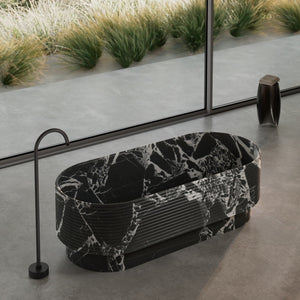 MonBlari STRATA Series modern marble freestanding soaking tub