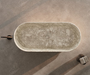 MonBlari STRATA Series modern marble soaking tub for luxury bathroom