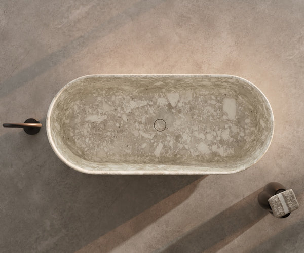 MonBlari STRATA Series modern marble soaking tub for luxury bathroom