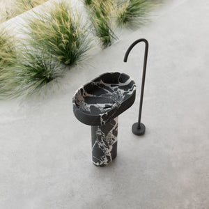 MonBlari STRATA Series marble texture pedestal bathroom sink