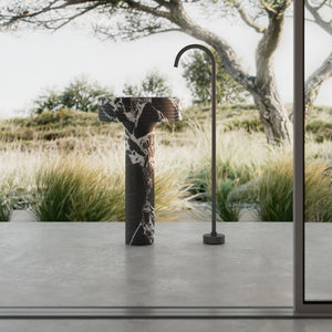 MonBlari STRATA Series sculpted marble freestanding pedestal sink