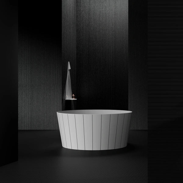 MonBlari SWING Series freestanding soaking bathtub with carved design