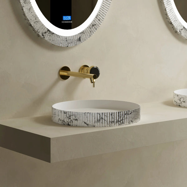 MonBlari XS Series textured fluted bathroom vessel basin