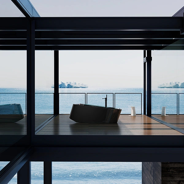 MonBlari VELA Series forged carbon fiber freestanding bathtub with aerodynamic yacht and wave-inspired silhouette