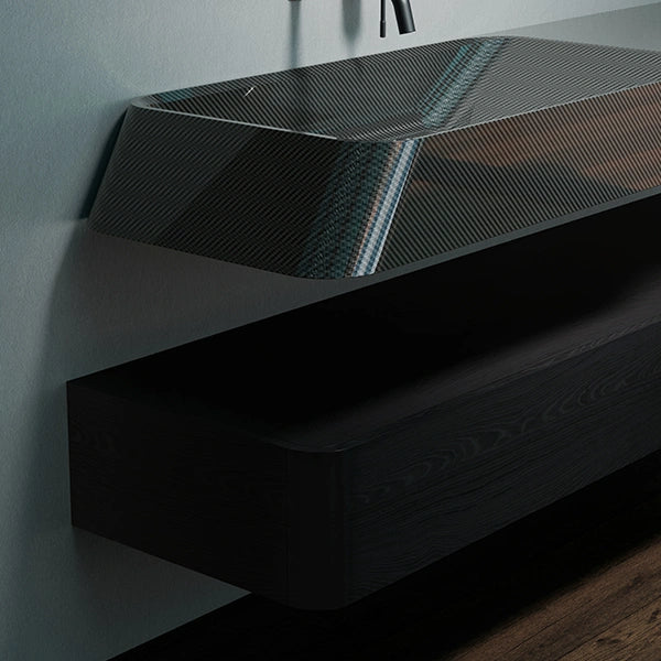 MonBlari VELA Series forged carbon fiber bathroom vanity unit with unique yacht-inspired floating design