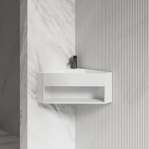Modern white bathroom wall mount sink front view