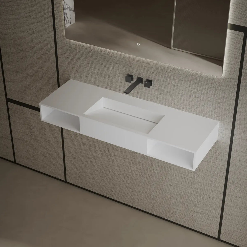Modern rectangular wall mount sink with minimalist design