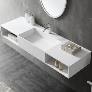 Solid Surface Vessel Sink Bathroom Wall Mount Sink