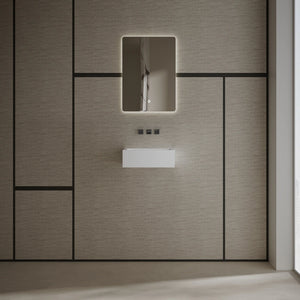 Modern bathroom sink with a wall-mounted design front view