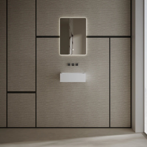 Modern bathroom sink with a wall-mounted design front view