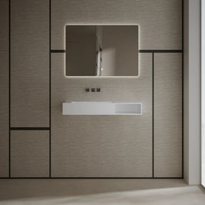 Bathroom matte white solid surface rectangular wall mount sink