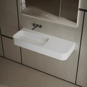 Rectangular wall mounted bathroom sink solid surface basin