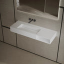 Modern solid surface wall mount sink rectangular bathroom basin matte white