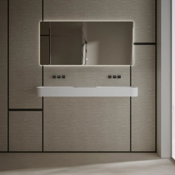 Wall mounted bathroom sink solid surface basin contemporary floating wash basin