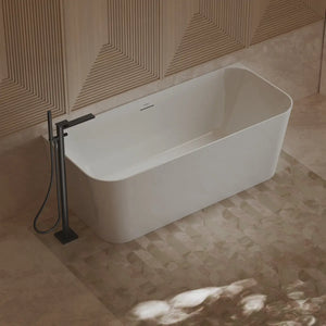 Freestanding back-to-wall soaking tub for modern bathroom design