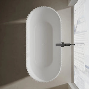 Venus series white ribbed curved freestanding bath tub