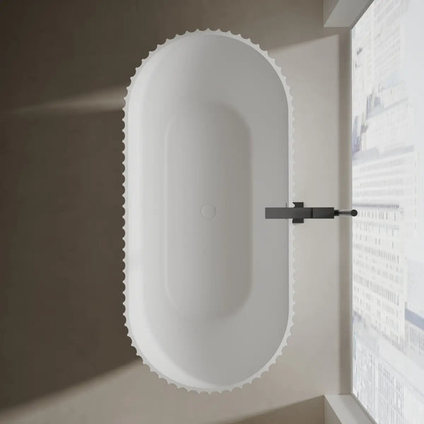 Venus series white ribbed curved freestanding bath tub