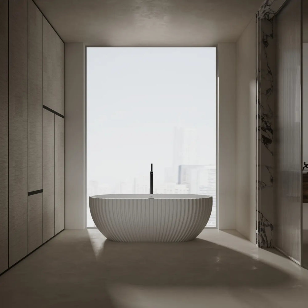 Modern venus series white double ended curved freestanding bathtub