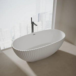 Modern VENUS Series White Fluted Curved Freestanding Soaking Bathtub