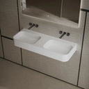 Rectangular double solid surface wall mount sink in white 