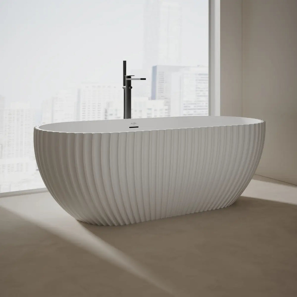 Modern venus series white double ended curved freestanding bathtub