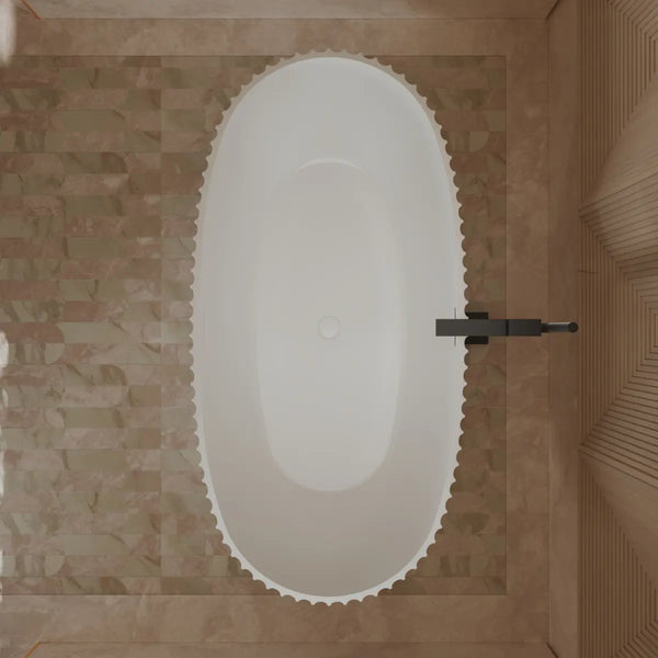 White venus series white fluted oval freestanding bath