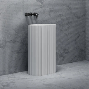 Modern bathroom solid surface pedestal sink with minimalist design