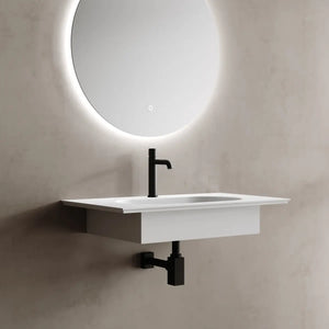 Matte white wall mount sink bathroom basin side view