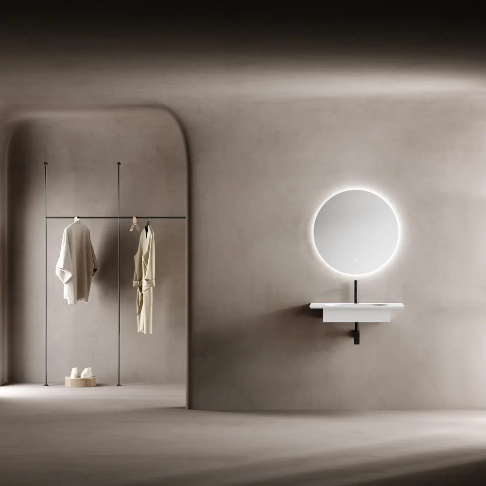 White solid surface wall mount bathroom sink modern design