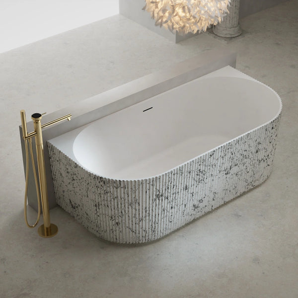 MonBlari XS Series contemporary back-to-wall solid surface bathtub