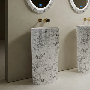 MonBlari XS Series contemporary fluted pedestal bathroom basin