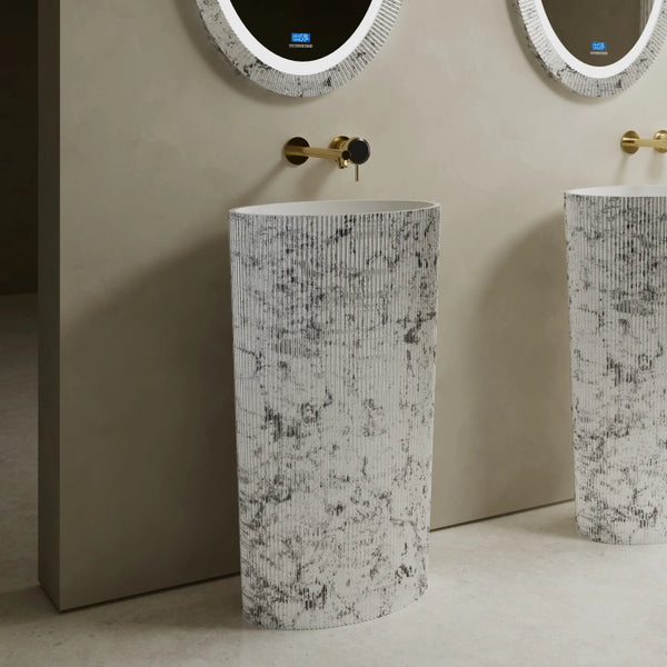 MonBlari XS Series contemporary fluted pedestal bathroom basin