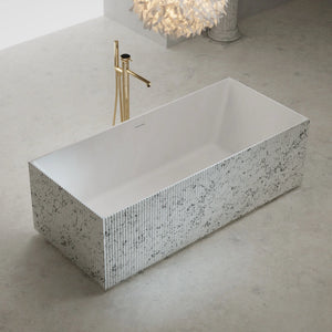 MonBlari XS Series contemporary fluted rectangular freestanding bathtub