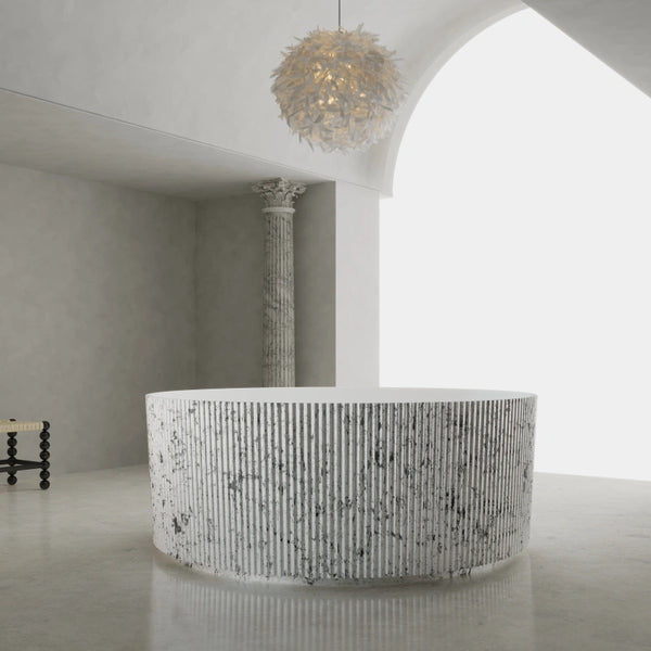 MonBlari XS Series contemporary fluted round bathroom tub